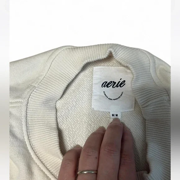 Aerie Cream Cropped Sweatshirt - Picture 3 of 5